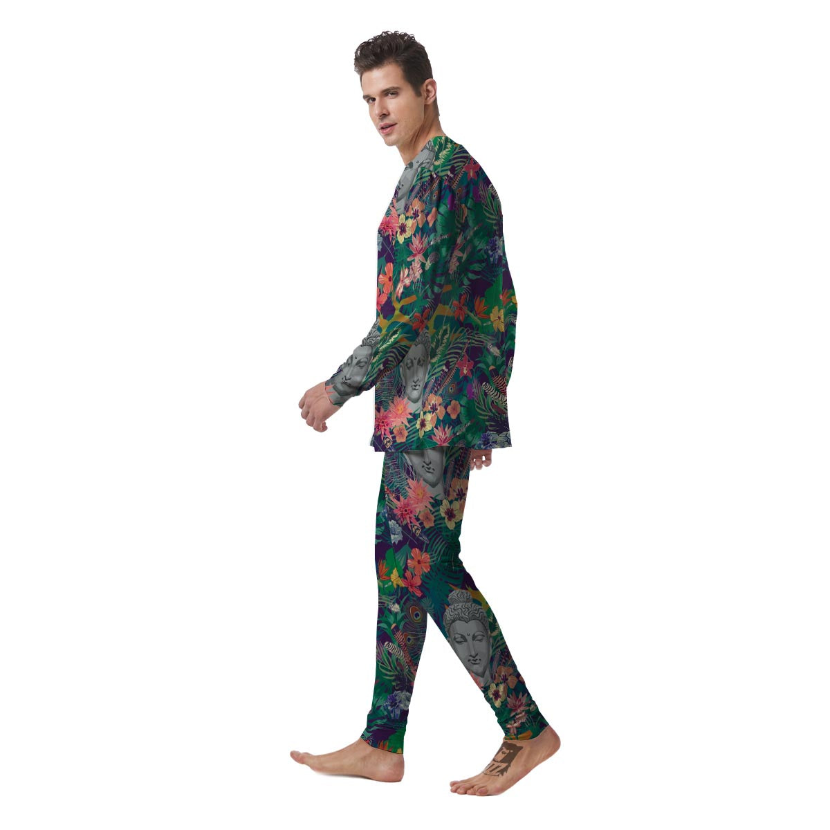 Buddha Tropical Print Pattern Men's Pajamas-grizzshop