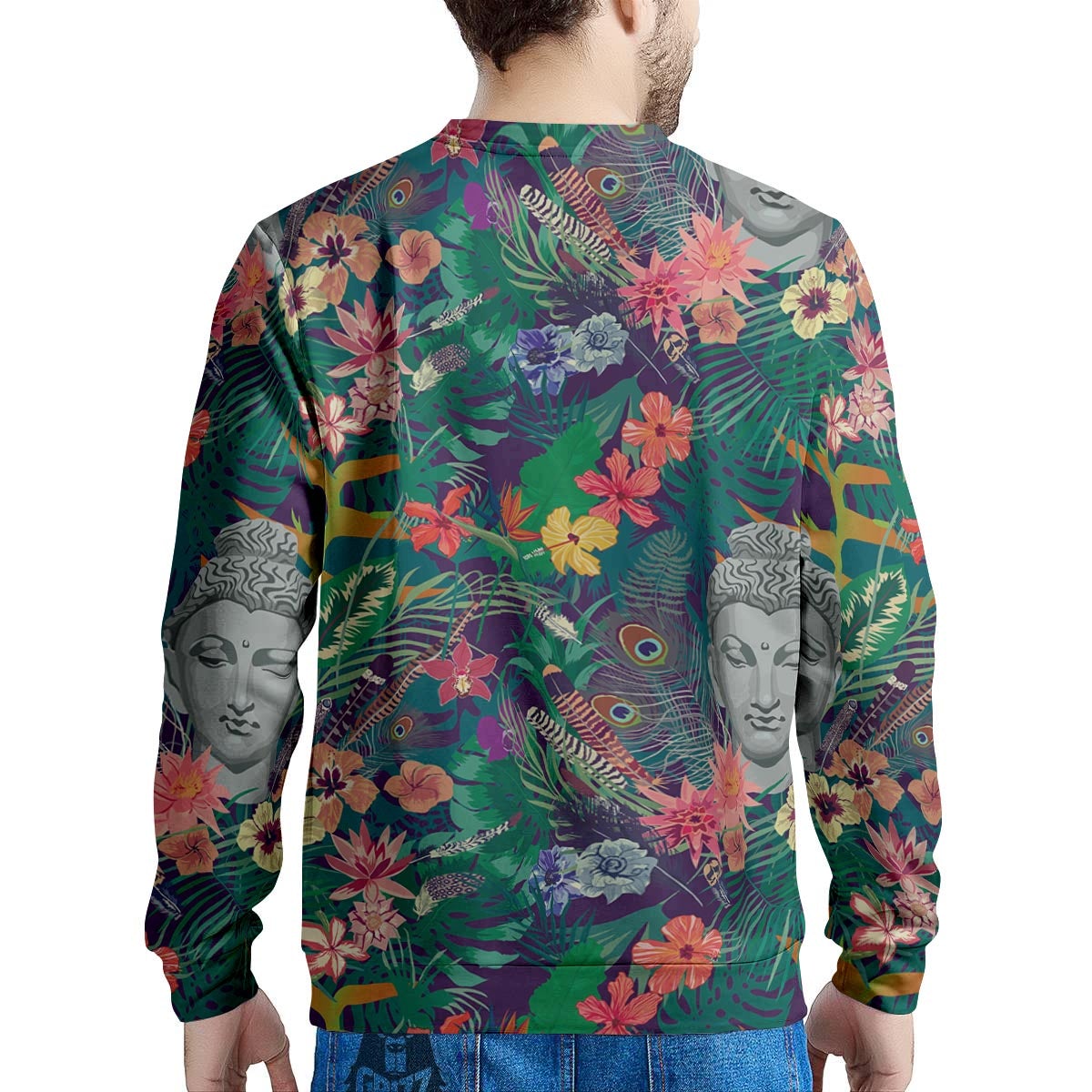 Buddha Tropical Print Pattern Men's Sweatshirt-grizzshop