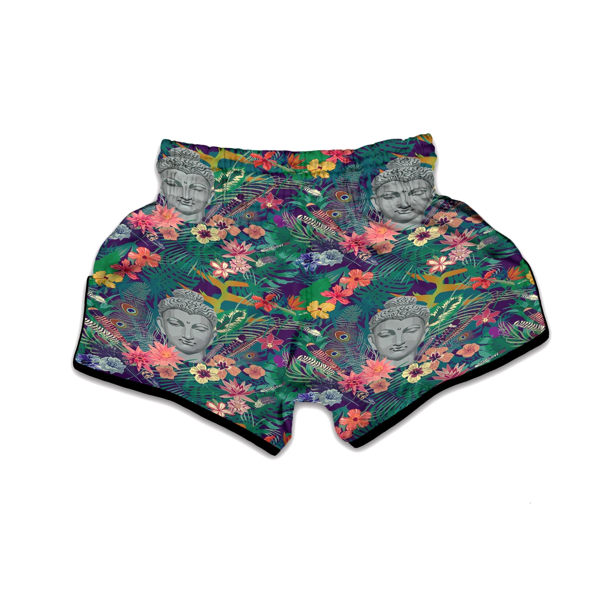 Buddha Tropical Print Pattern Muay Thai Boxing Shorts-grizzshop