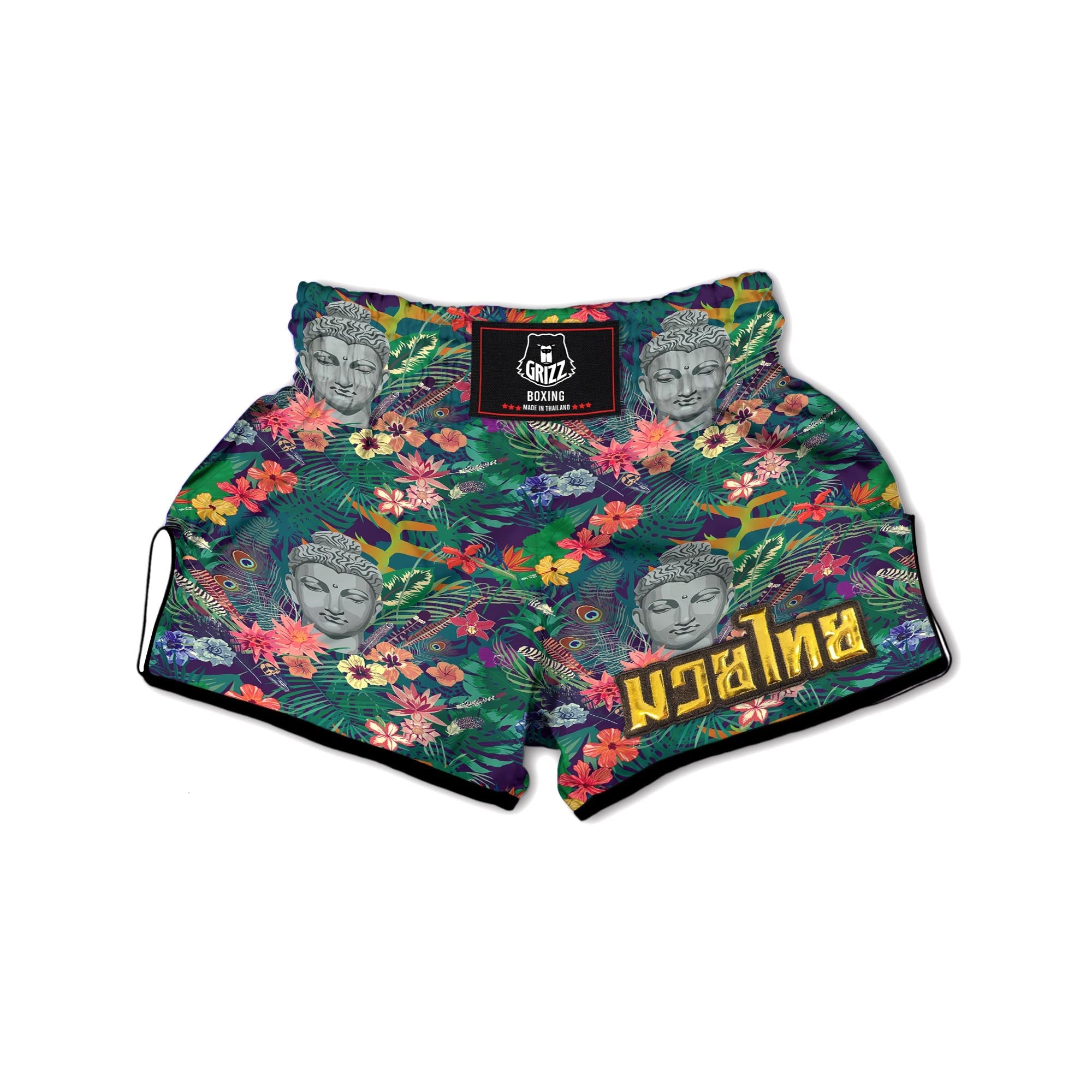 Buddha Tropical Print Pattern Muay Thai Boxing Shorts-grizzshop