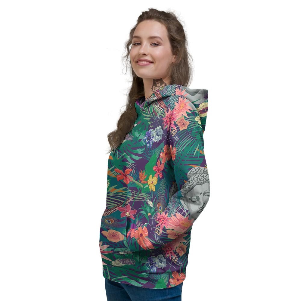 Buddha Tropical Print Pattern Women's Hoodie-grizzshop