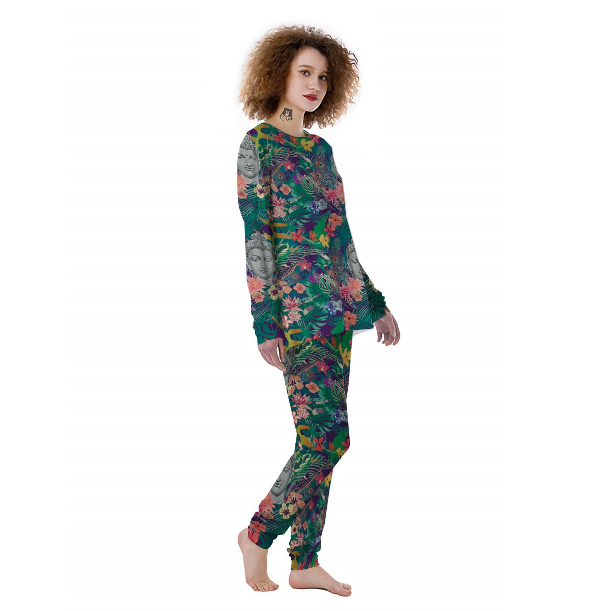 Buddha Tropical Print Pattern Women's Pajamas-grizzshop