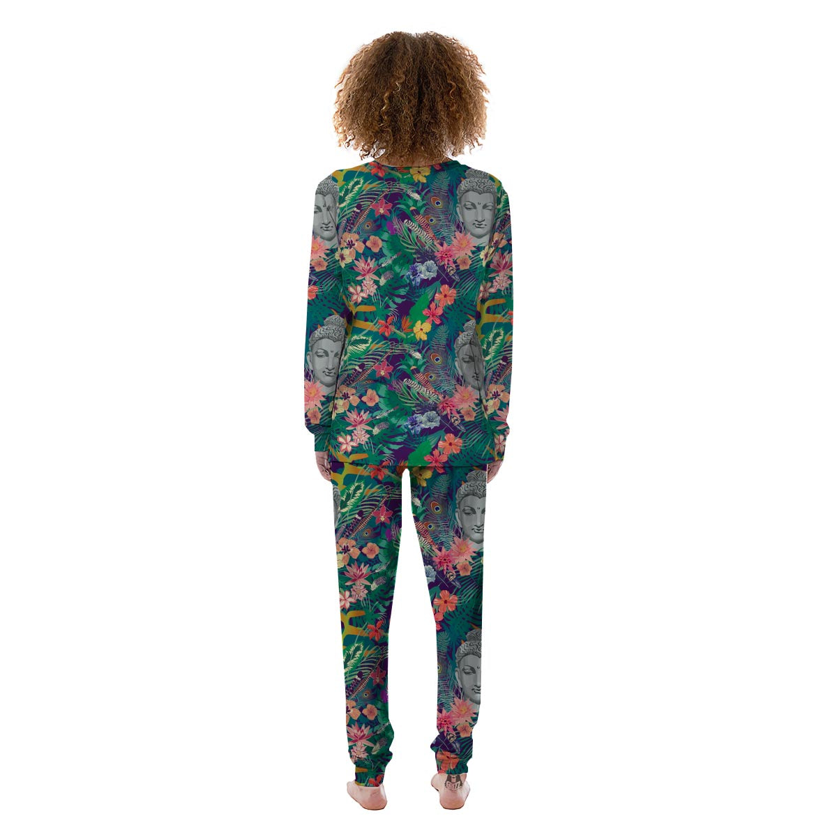 Buddha Tropical Print Pattern Women's Pajamas-grizzshop