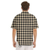 Buffalo Check Black And Beige Print Men's Short Sleeve Shirts-grizzshop