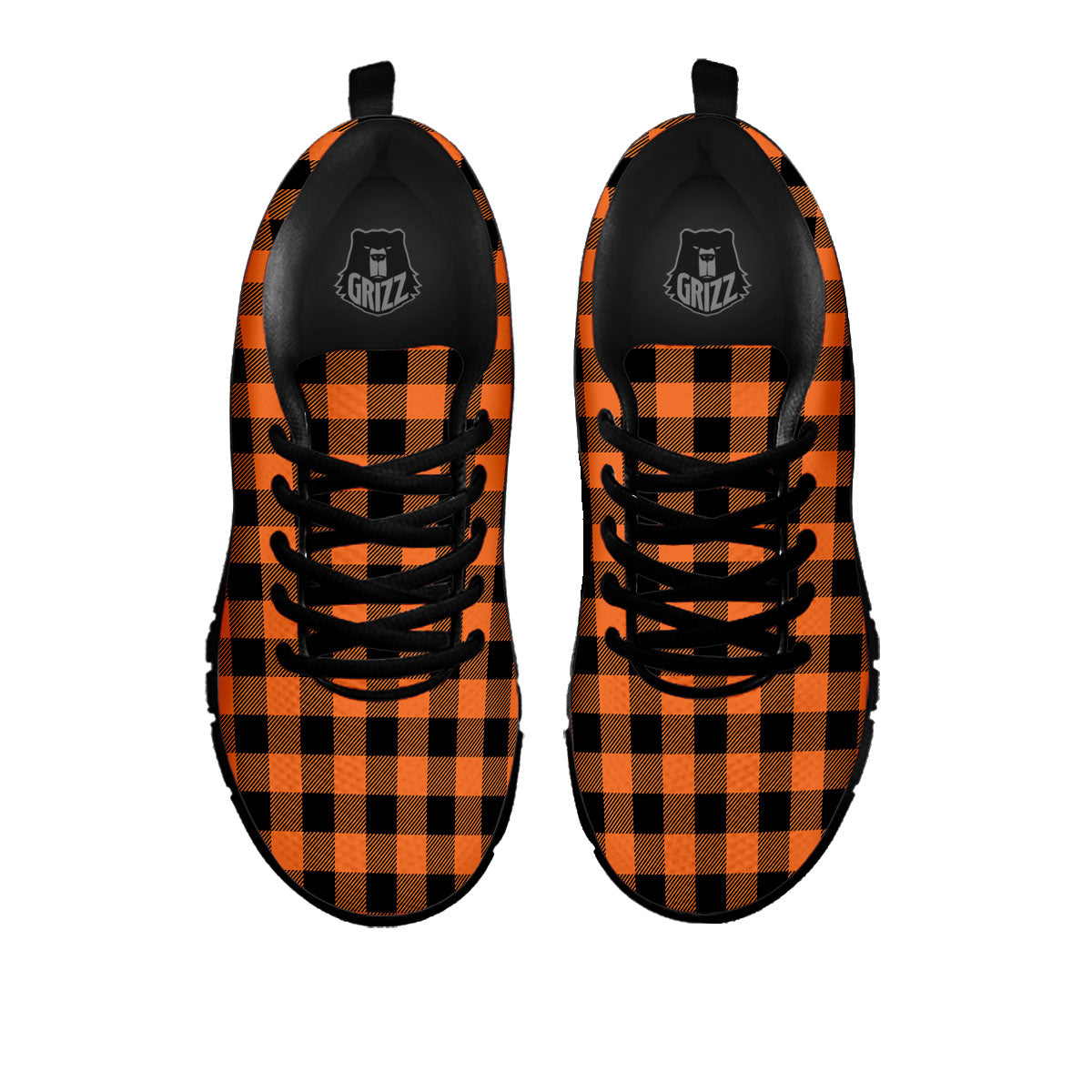 Buffalo Check Black And Orange Print Pattern Black Sneaker-grizzshop