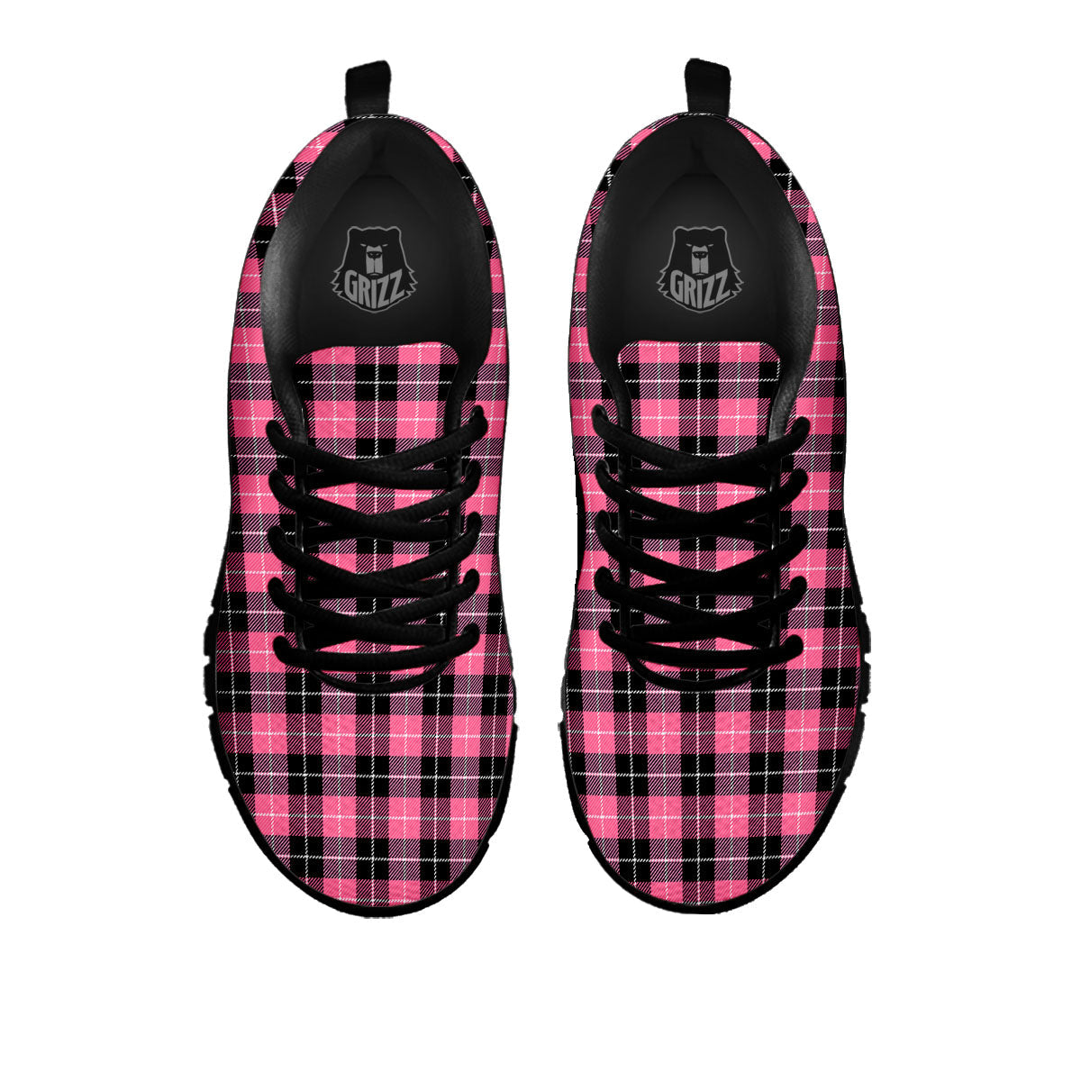 Buffalo Check Black And Pink Print Black Sneaker-grizzshop