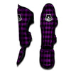 Buffalo Check Black And Purple Print Muay Thai Shin Guards-grizzshop