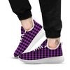 Buffalo Check Black And Purple Print White Athletic Shoes-grizzshop