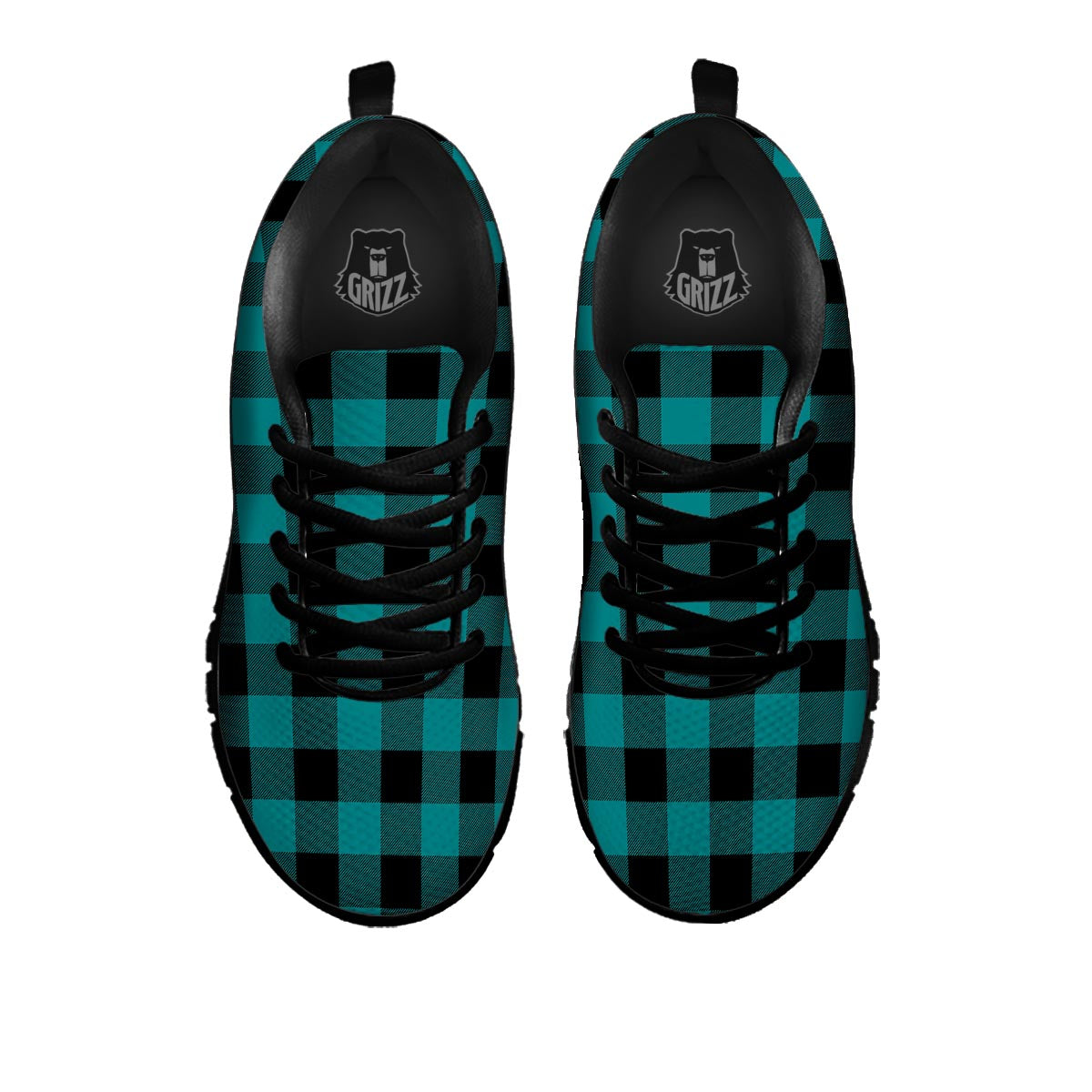 Buffalo Check Black And Teal Print Pattern Black Sneaker-grizzshop