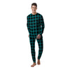 Buffalo Check Black And Teal Print Pattern Men's Pajamas-grizzshop