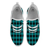 Buffalo Check Black And Teal Print Pattern White Athletic Shoes-grizzshop