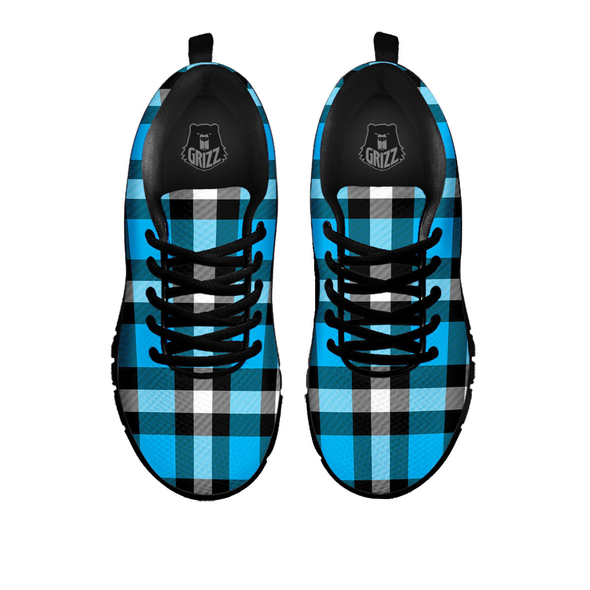 Buffalo Check Black And Turquoise Print Pattern Black Sneaker-grizzshop