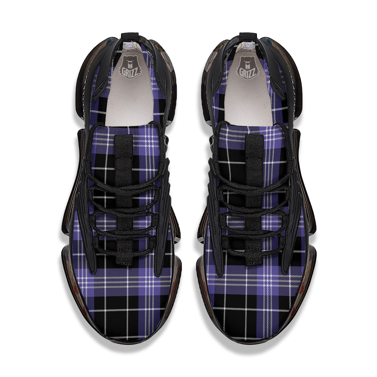 Buffalo Check Black And Violet Print Pattern Black Gym Shoes-grizzshop