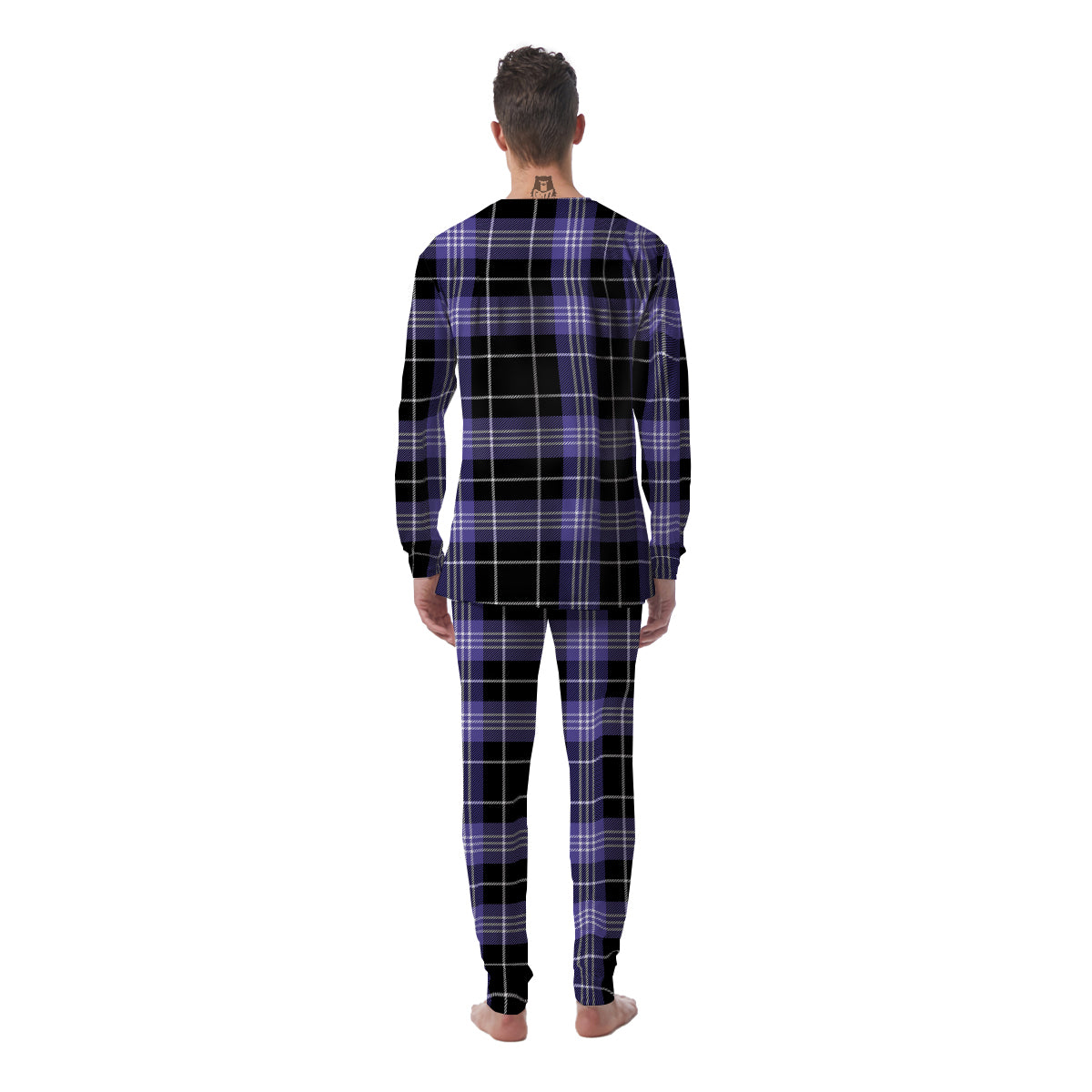 Buffalo Check Black And Violet Print Pattern Men's Pajamas-grizzshop