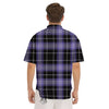 Buffalo Check Black And Violet Print Pattern Men's Short Sleeve Shirts-grizzshop