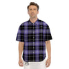 Buffalo Check Black And Violet Print Pattern Men's Short Sleeve Shirts-grizzshop