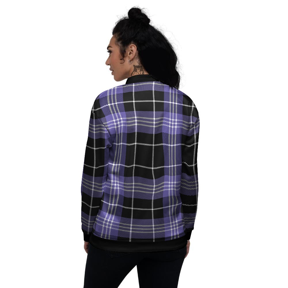 Buffalo Check Black And Violet Print Pattern Women's Bomber Jacket-grizzshop