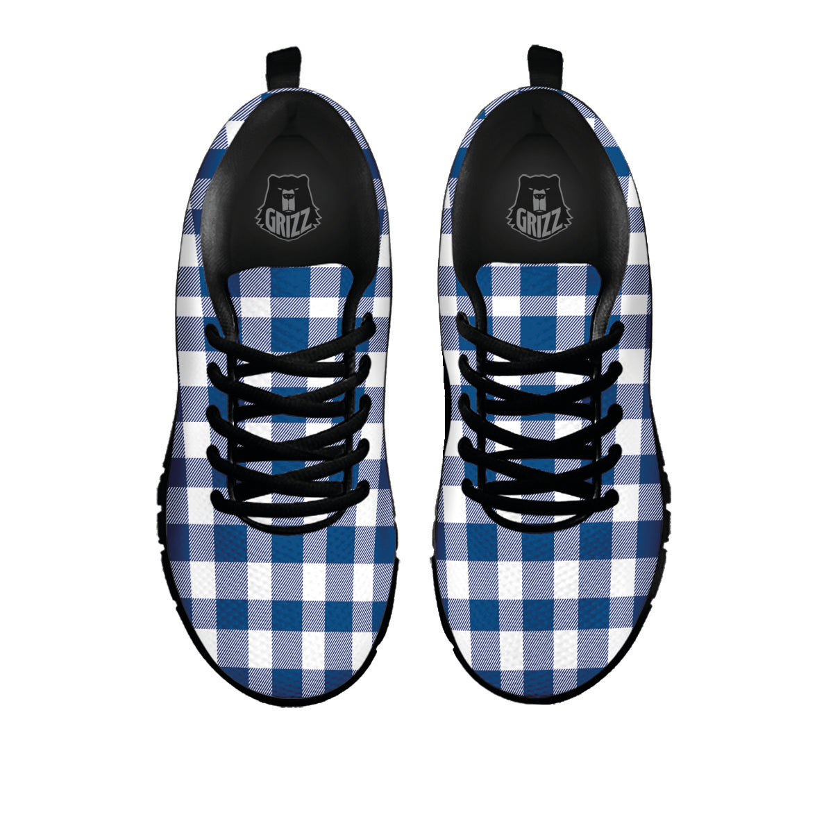 Buffalo Check Blue Print Pattern Black Sneaker-grizzshop