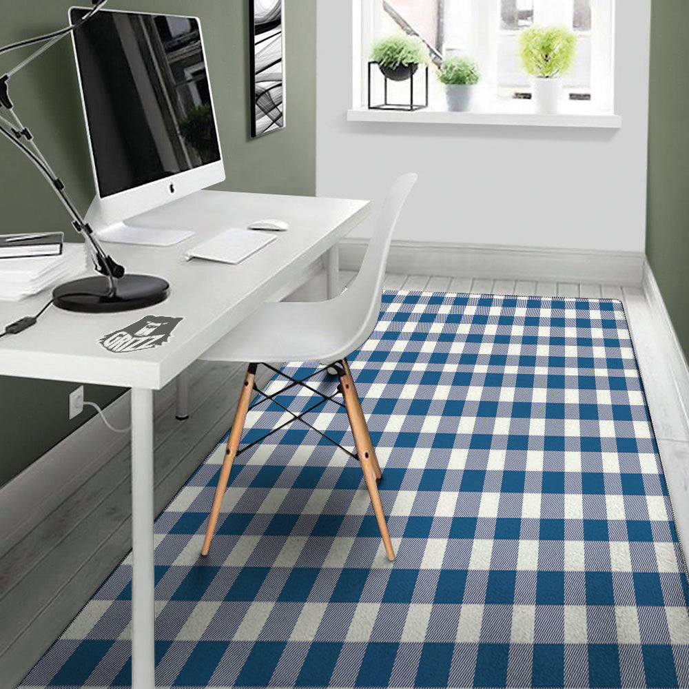 Buffalo Check Blue Print Pattern Floor Mat-grizzshop
