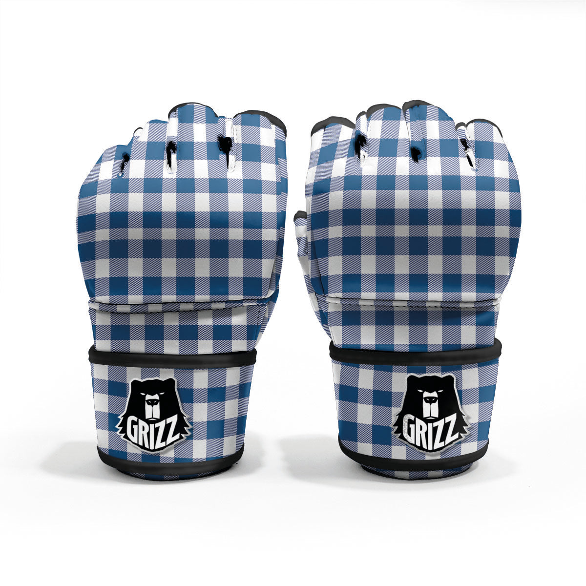 Buffalo Check Blue Print Pattern MMA Gloves-grizzshop