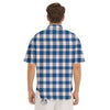 Buffalo Check Blue Print Pattern Men's Short Sleeve Shirts-grizzshop