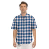 Buffalo Check Blue Print Pattern Men's Short Sleeve Shirts-grizzshop