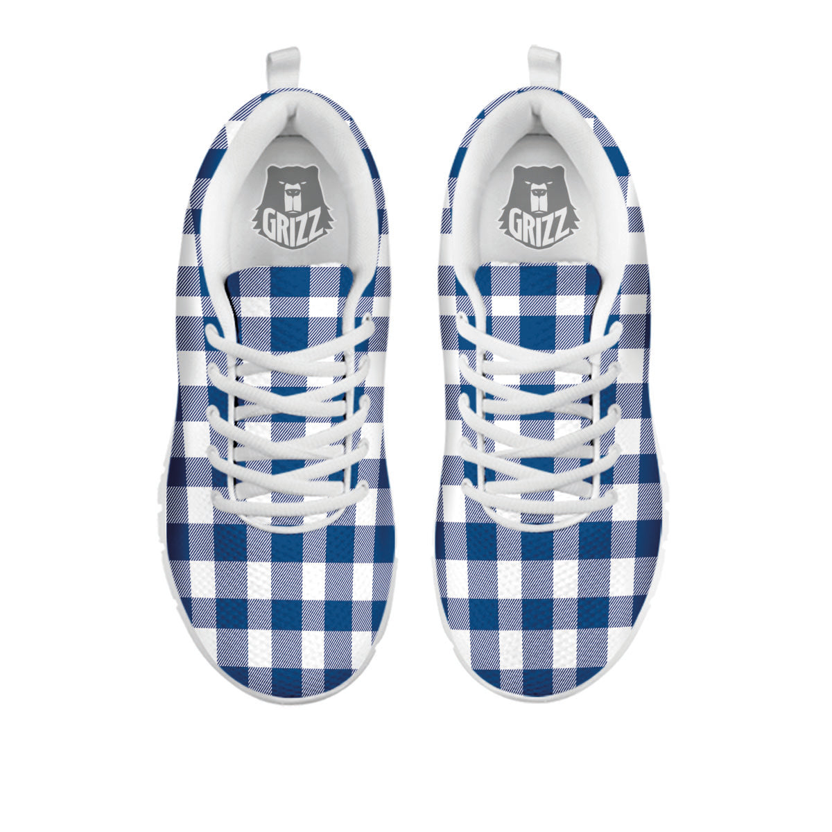 Buffalo Check Blue Print Pattern White Sneaker-grizzshop