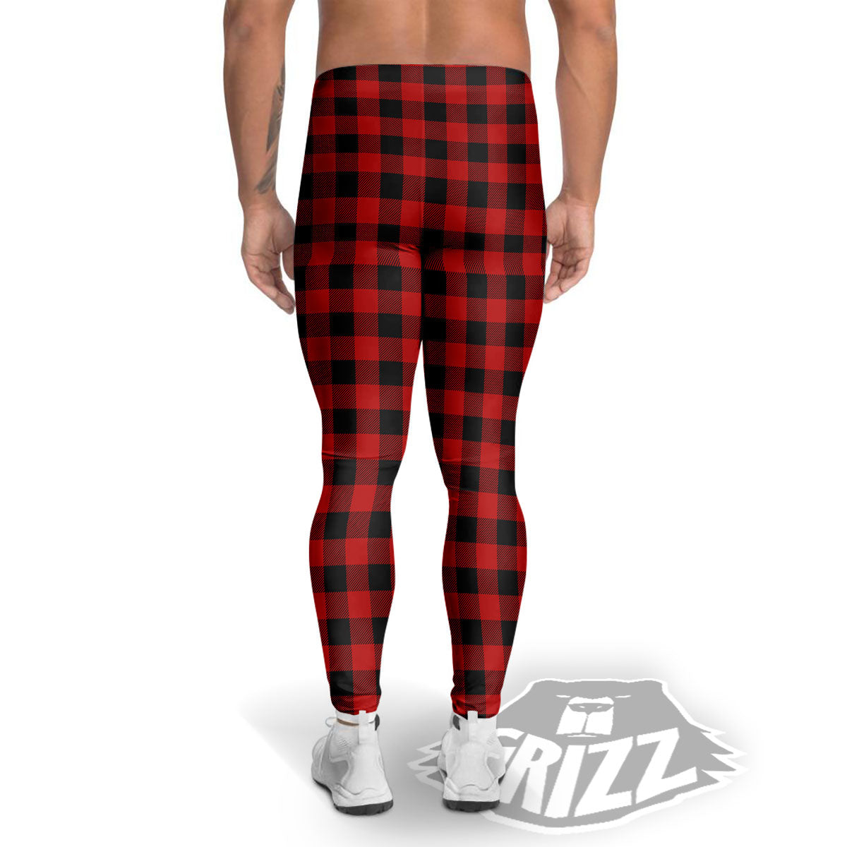 Buffalo Check Cardinal Red Print Pattern Men's Leggings-grizzshop
