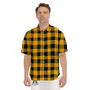 Buffalo Check Fire Yellow Print Pattern Men's Short Sleeve Shirts-grizzshop