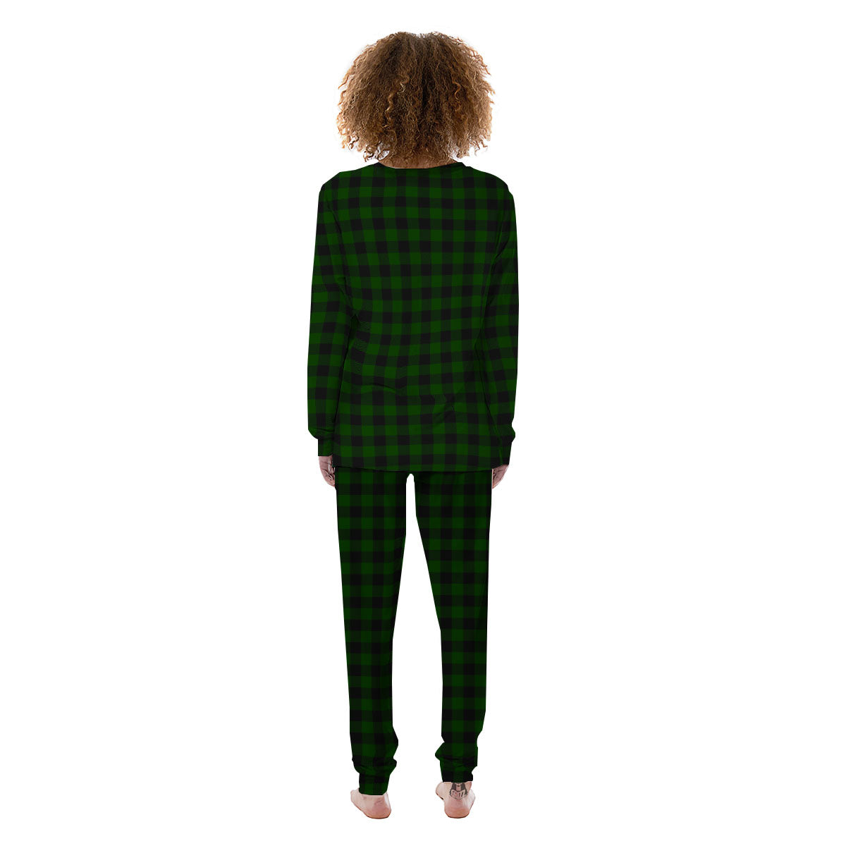 Buffalo Check Forest Green Print Pattern Women's Pajamas-grizzshop