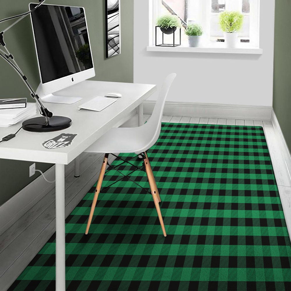 Buffalo Check Green Print Pattern Floor Mat-grizzshop