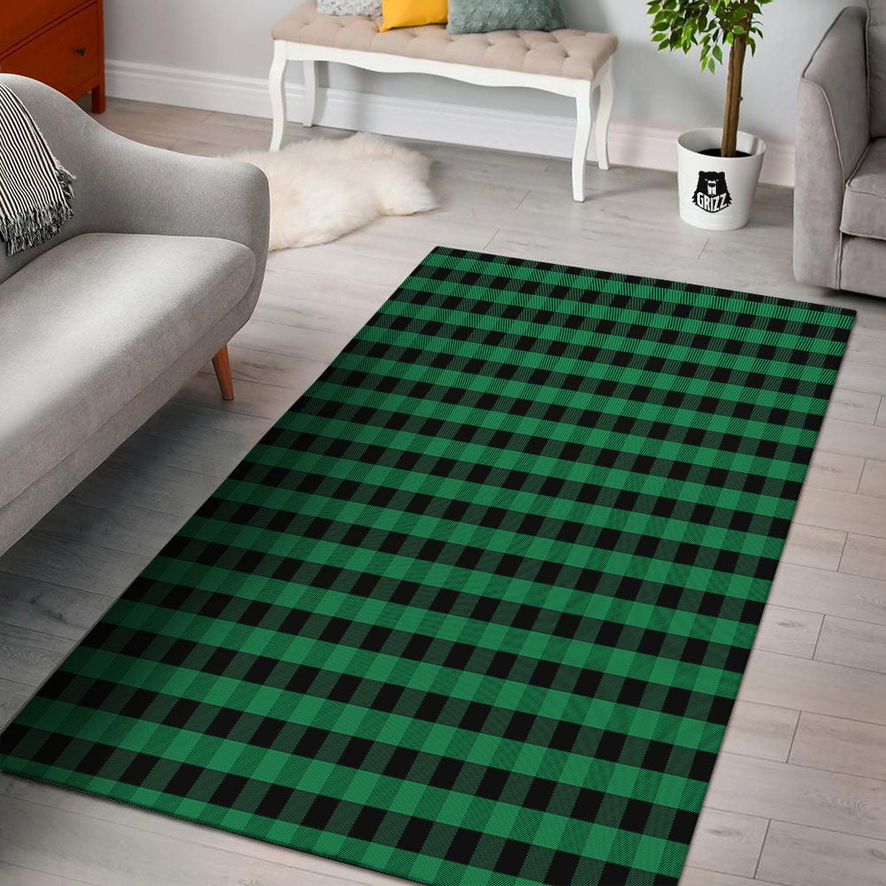 Buffalo Check Green Print Pattern Floor Mat-grizzshop