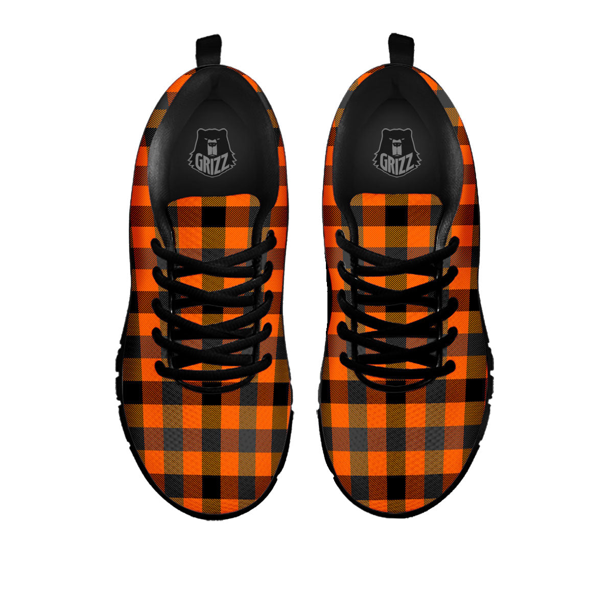 Buffalo Check Halloween Orange Print Black Sneaker-grizzshop