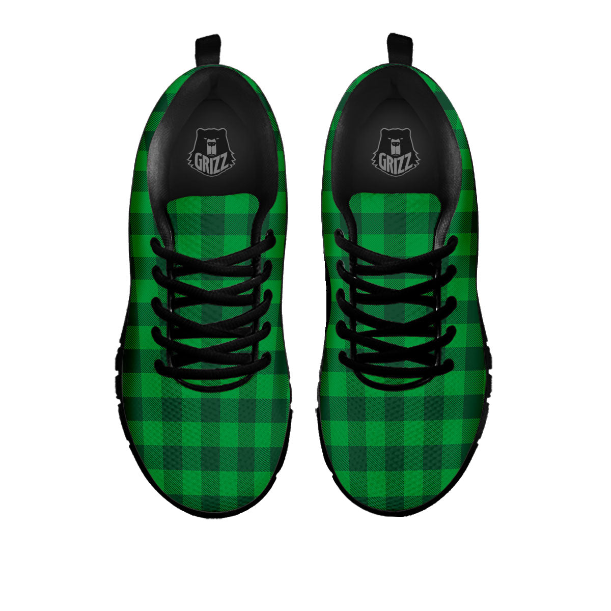 Buffalo Check Irish Green Print Pattern Black Sneaker-grizzshop