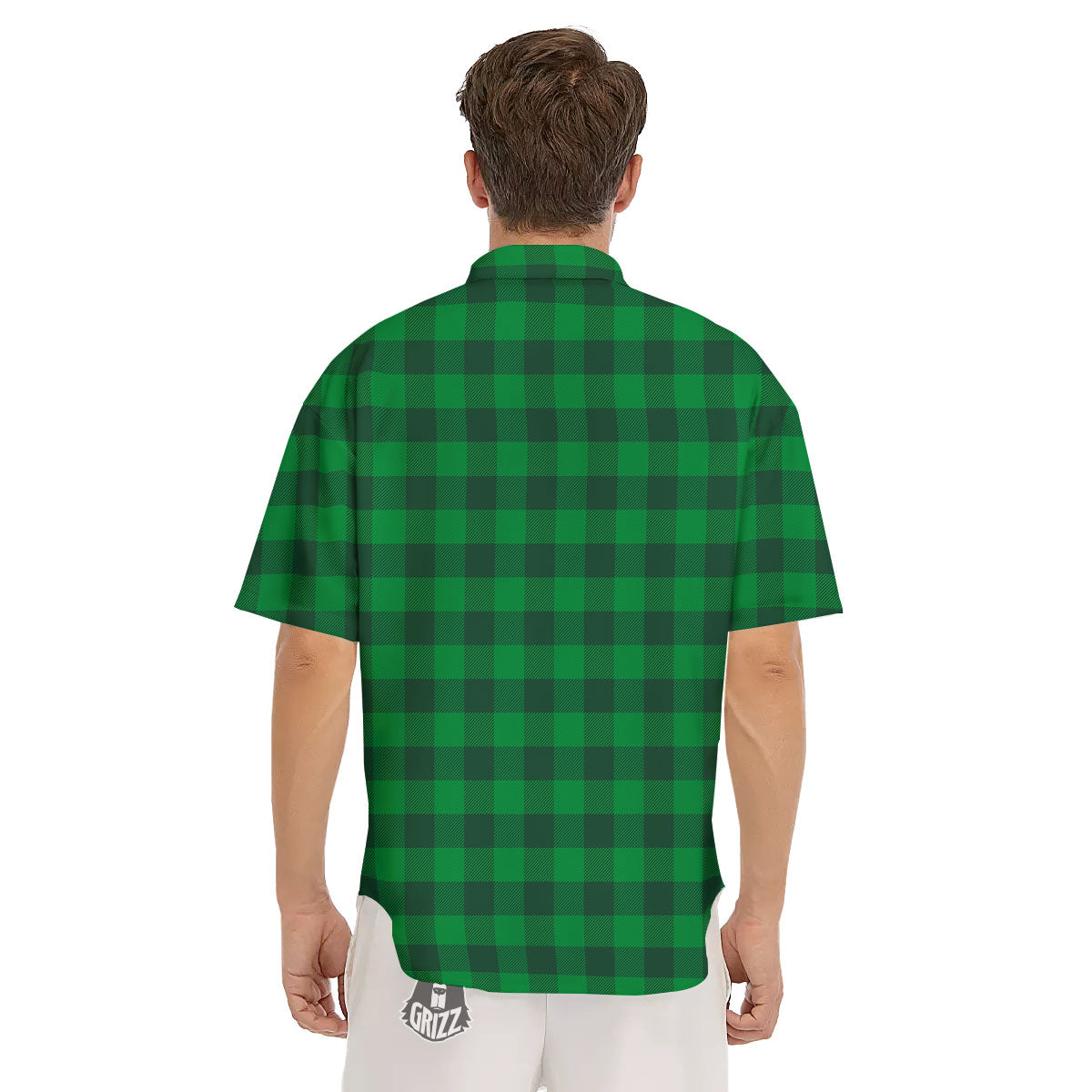 Buffalo Check Irish Green Print Pattern Men's Short Sleeve Shirts-grizzshop