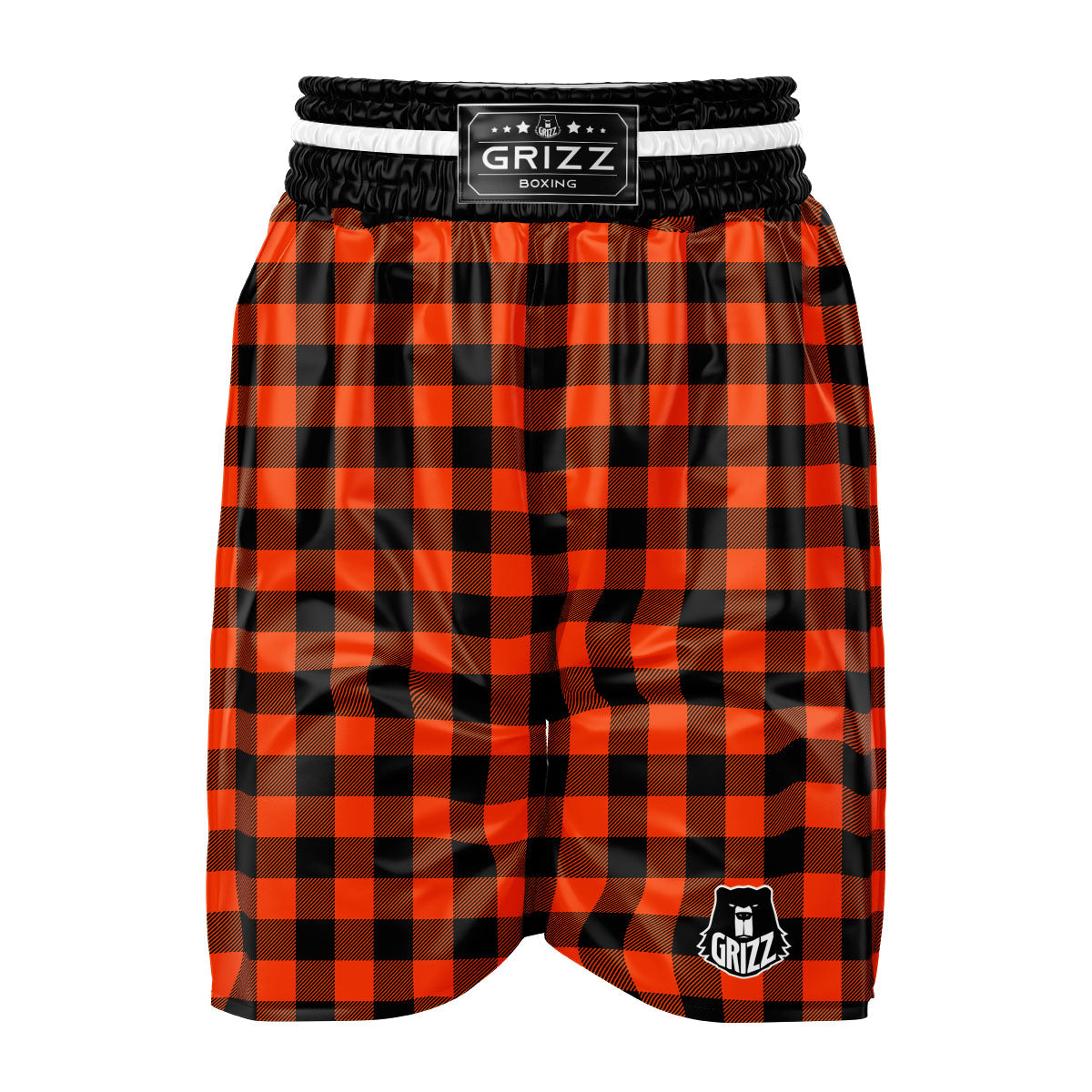 Buffalo Check Lava Orange Print Pattern Boxing Shorts-grizzshop