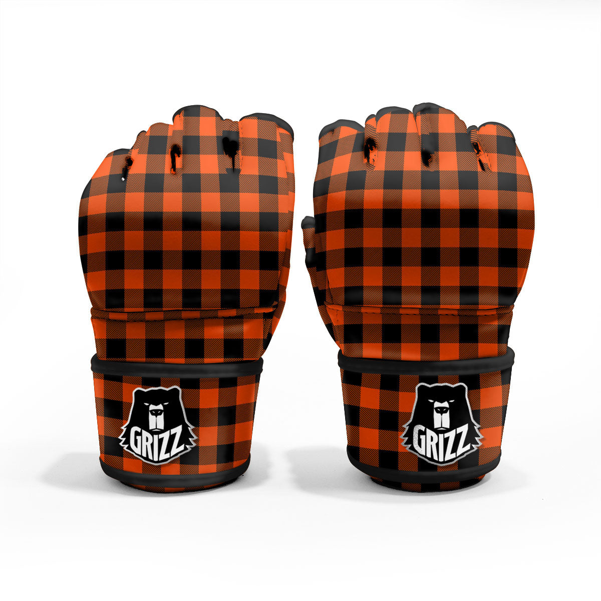 Buffalo Check Lava Orange Print Pattern MMA Gloves-grizzshop