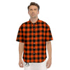 Buffalo Check Lava Orange Print Pattern Men's Short Sleeve Shirts-grizzshop