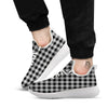 Buffalo Check Light Grey And Black Print White Athletic Shoes-grizzshop