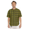 Buffalo Check Olive Green Print Pattern Men's Short Sleeve Shirts-grizzshop