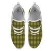 Buffalo Check Olive Green Print Pattern White Athletic Shoes-grizzshop