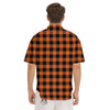 Buffalo Check Orange Print Pattern Men's Short Sleeve Shirts-grizzshop