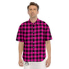 Buffalo Check Pink And Black Print Men's Short Sleeve Shirts-grizzshop