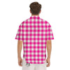 Buffalo Check Pink And White Print Men's Short Sleeve Shirts-grizzshop