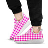 Buffalo Check Pink And White Print White Athletic Shoes-grizzshop