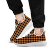 Buffalo Check Pumpkin Orange Print White Athletic Shoes-grizzshop