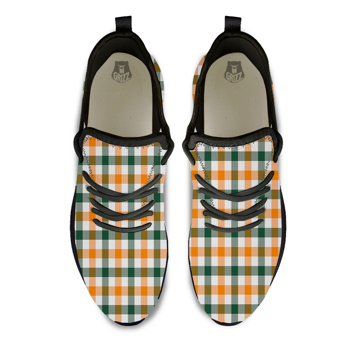 Buffalo Check St. Patrick's Day Print Pattern Black Athletic Shoes-grizzshop