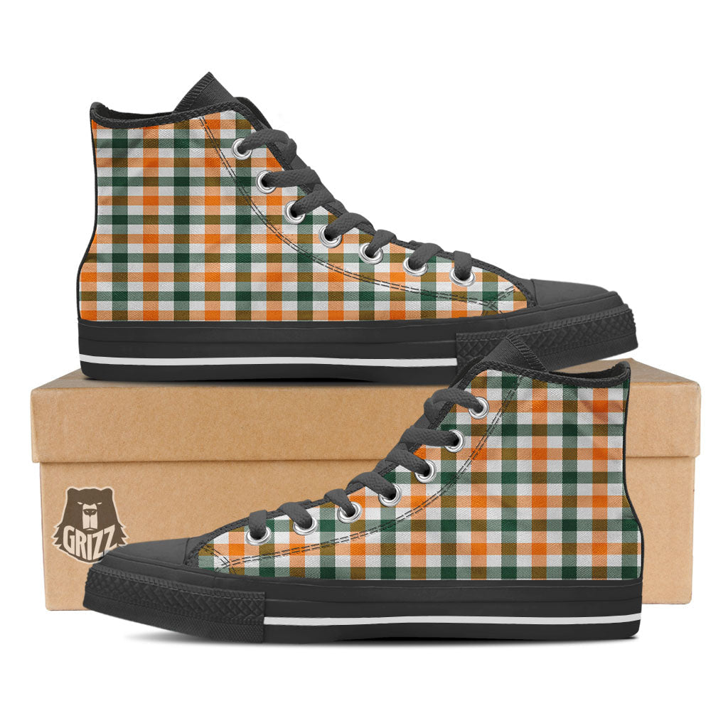 Buffalo Check St. Patrick's Day Print Pattern Black High Top Shoes-grizzshop