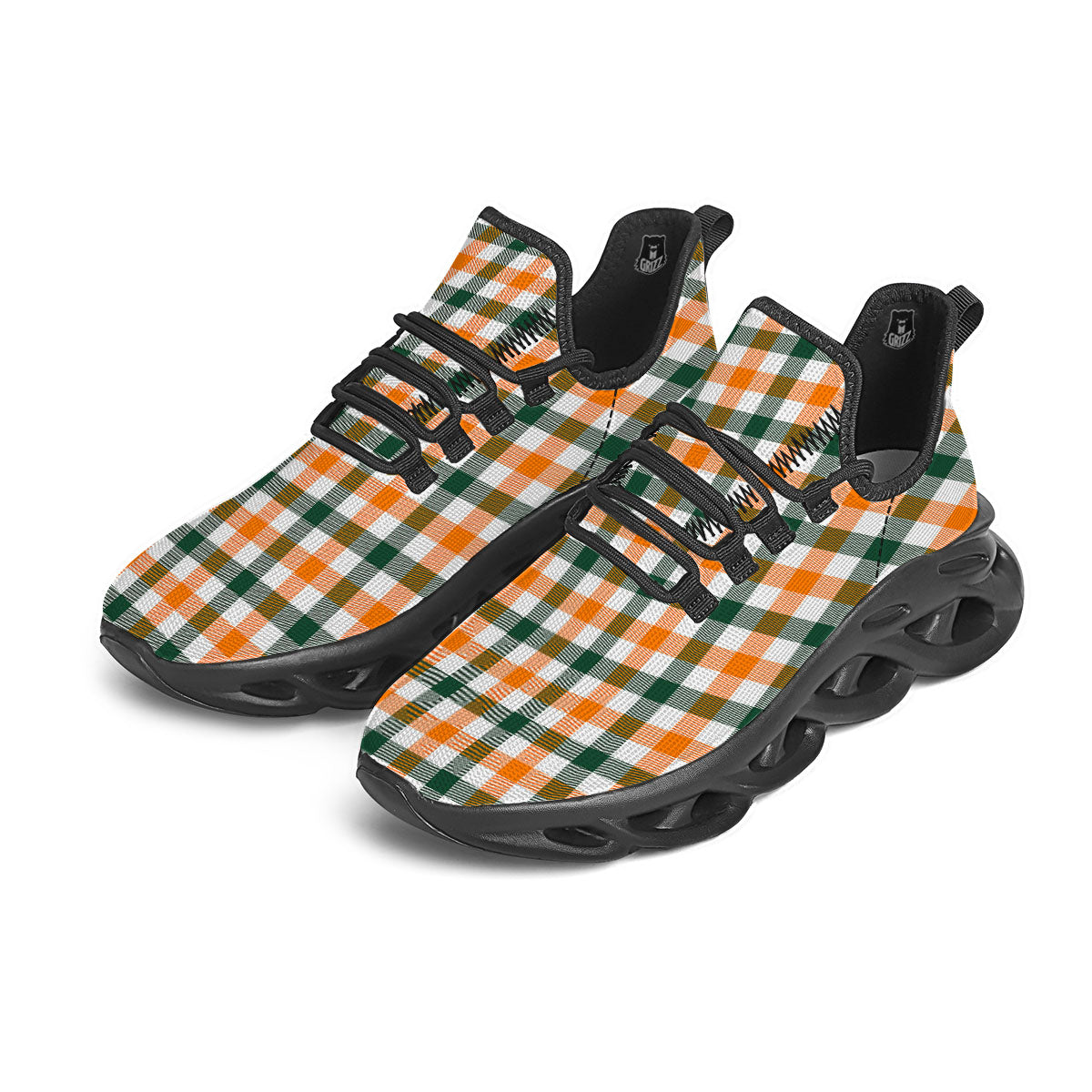 Buffalo Check St. Patrick's Day Print Pattern Black Running Shoes-grizzshop