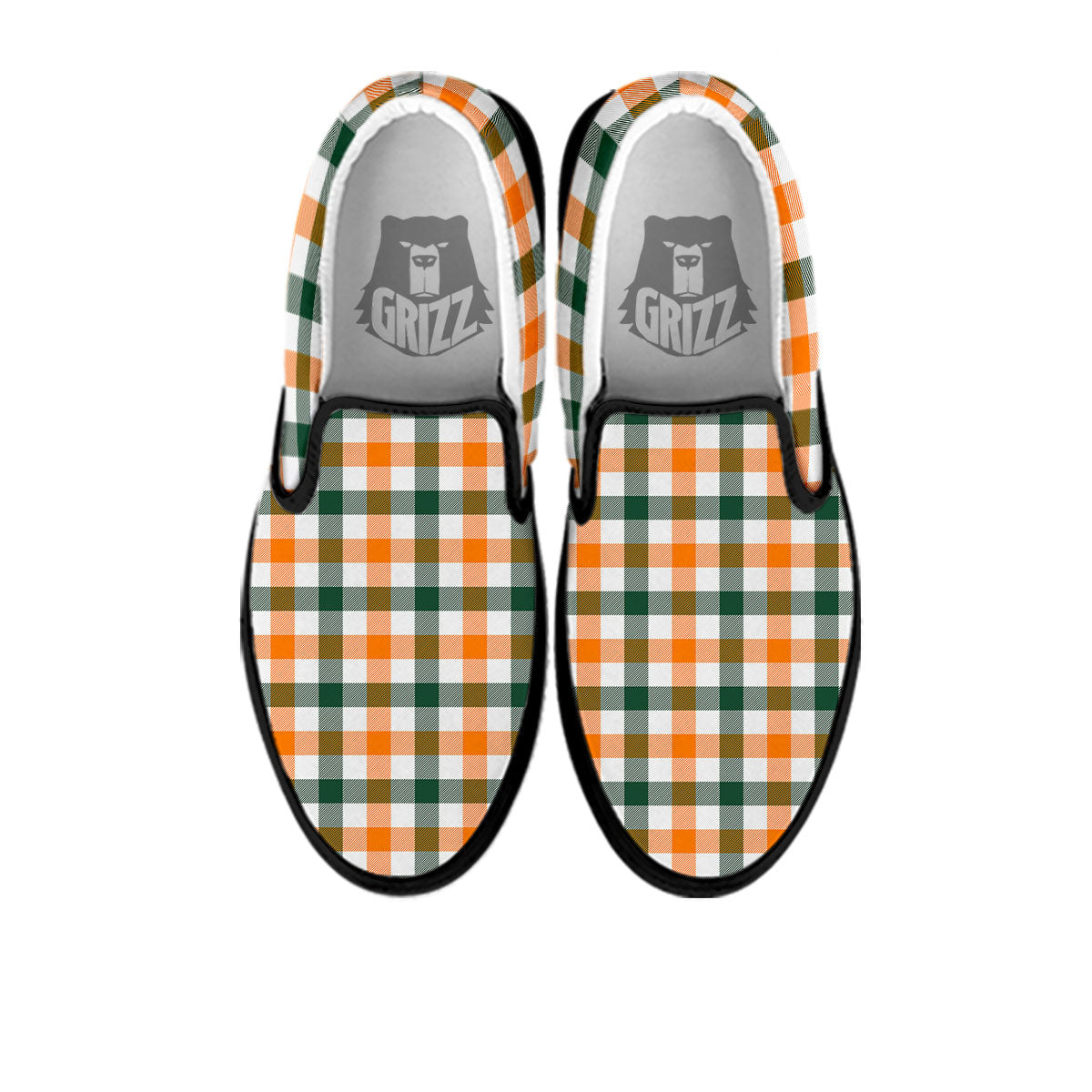 Buffalo Check St. Patrick's Day Print Pattern Black Slip On Shoes-grizzshop